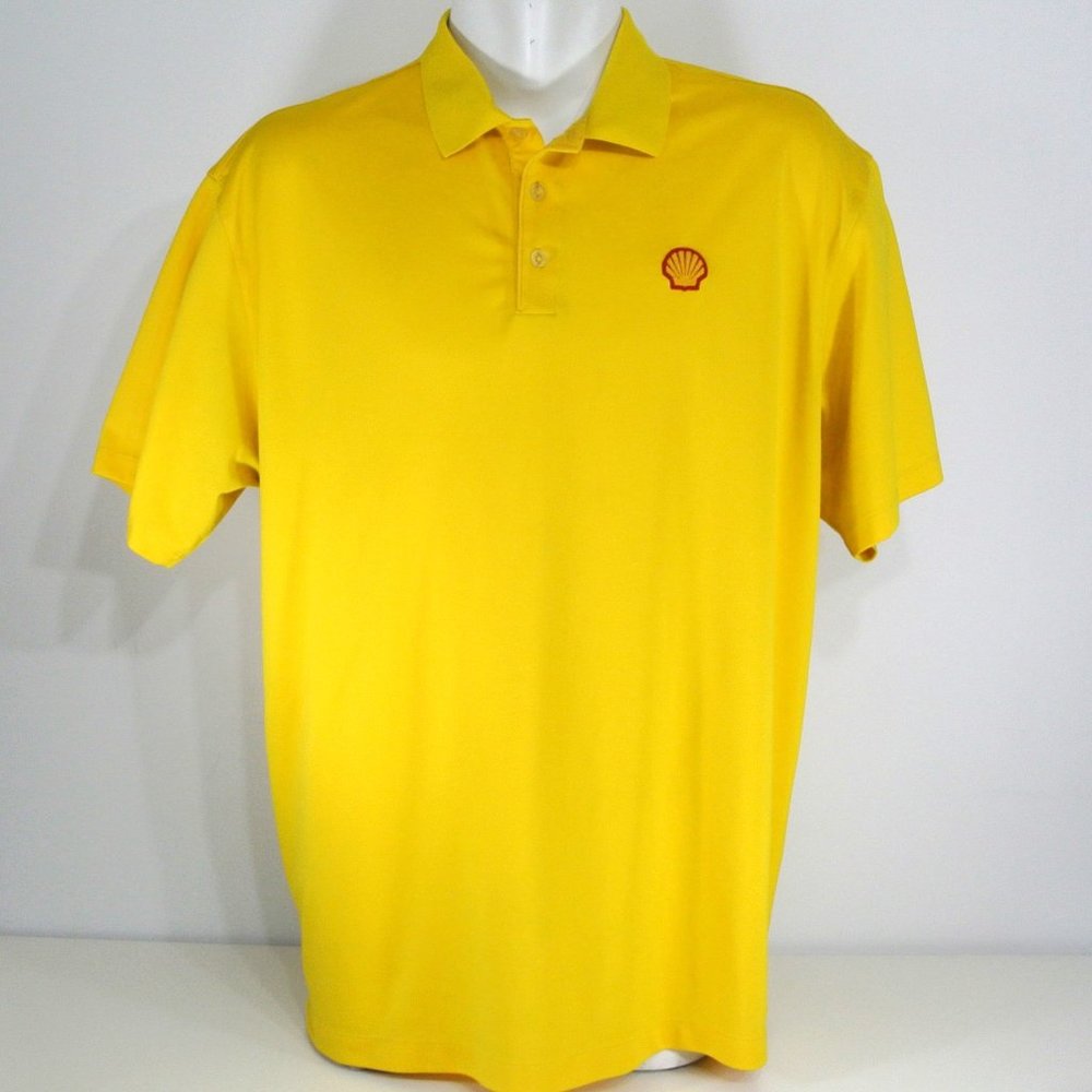 SHELL Gas Station Oil Employee Uniform Men's Yellow Polo Shirt NEW